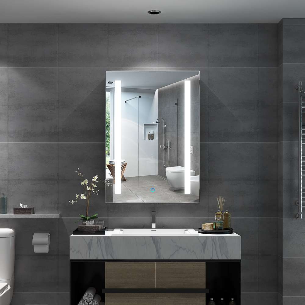 LED Badezimmer Spiegelschrank mit Rasier-Steckdose Antibeschlag Touch-Schalter 50x70cm