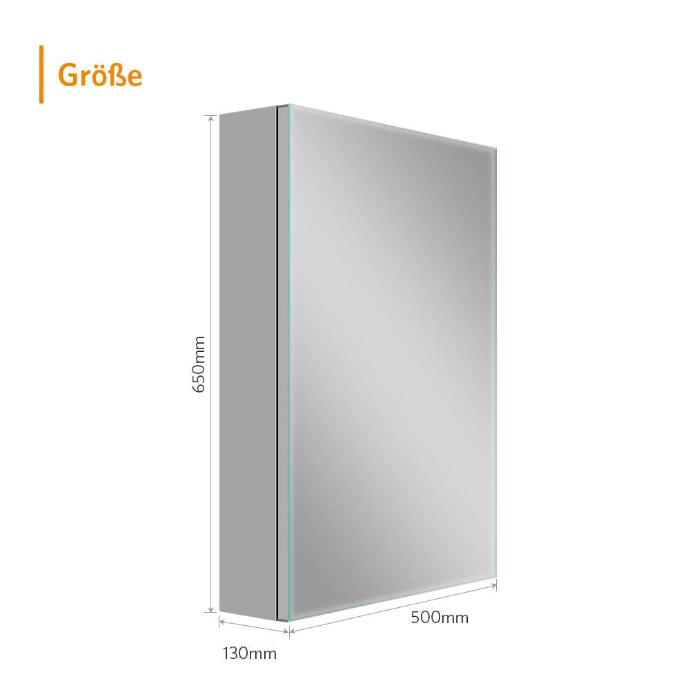 50x65cm Aluminium Badezimmer Spiegelschrank mit Softclose Scharnier