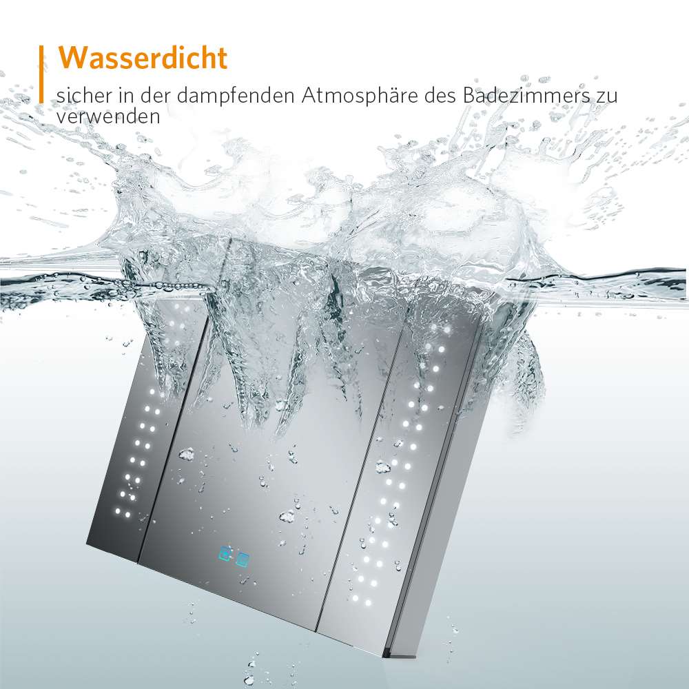 LED Badezimmer Spiegelschrank mit Rasier-Steckdose Antibeschlag Touch-Schalter 65x60cm