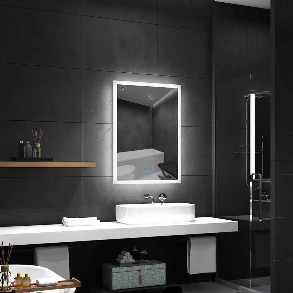 50x70cm LED Badezimmer Spiegel mit Touch-Schalter Antibeschlag (Nein Spiegelschrank)