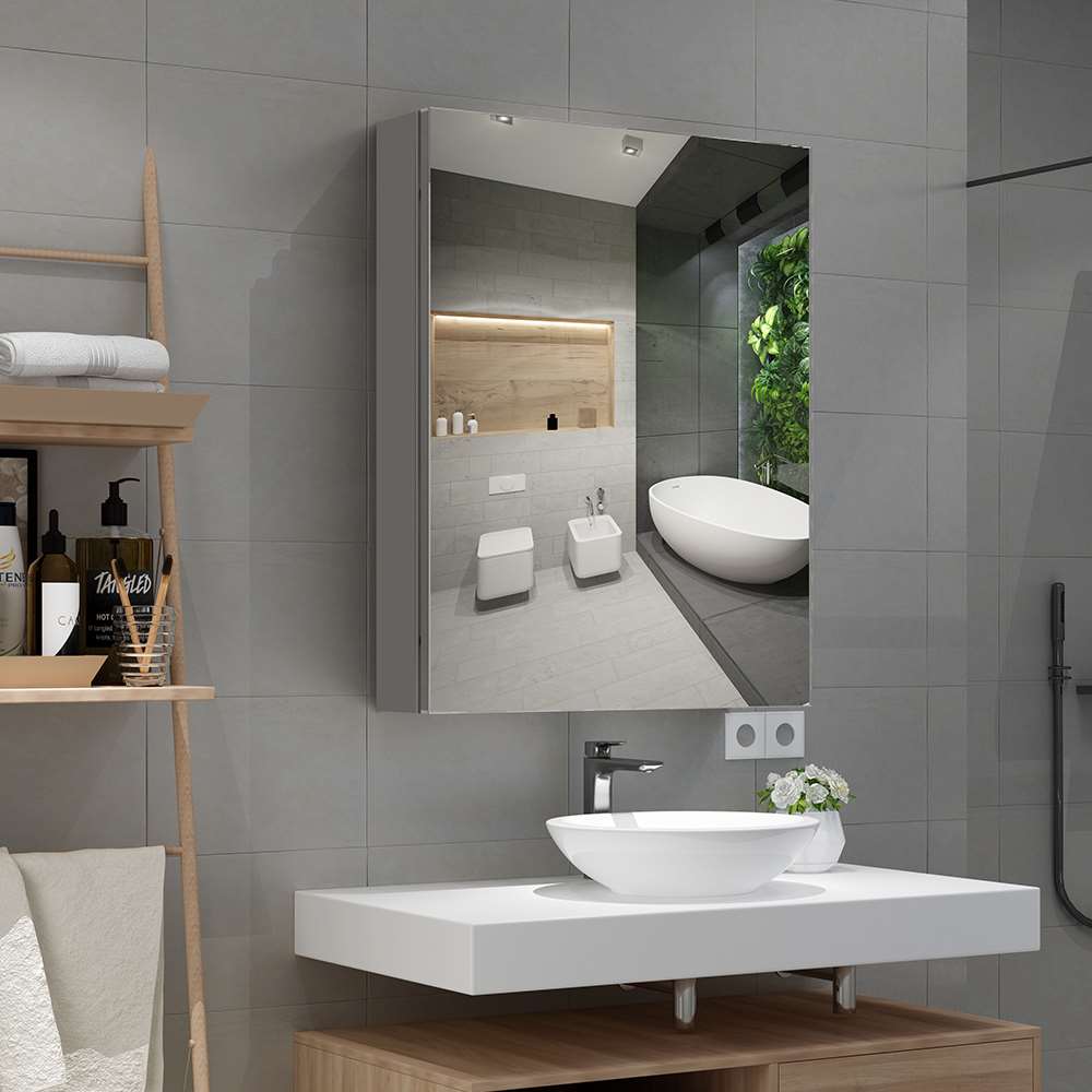 50x65cm Aluminium Badezimmer Spiegelschrank mit Softclose Scharnier