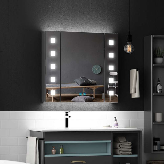 LED Badezimmer Spiegelschrank mit Steckdose Antibeschlag Touch-Schalter 65x60cm