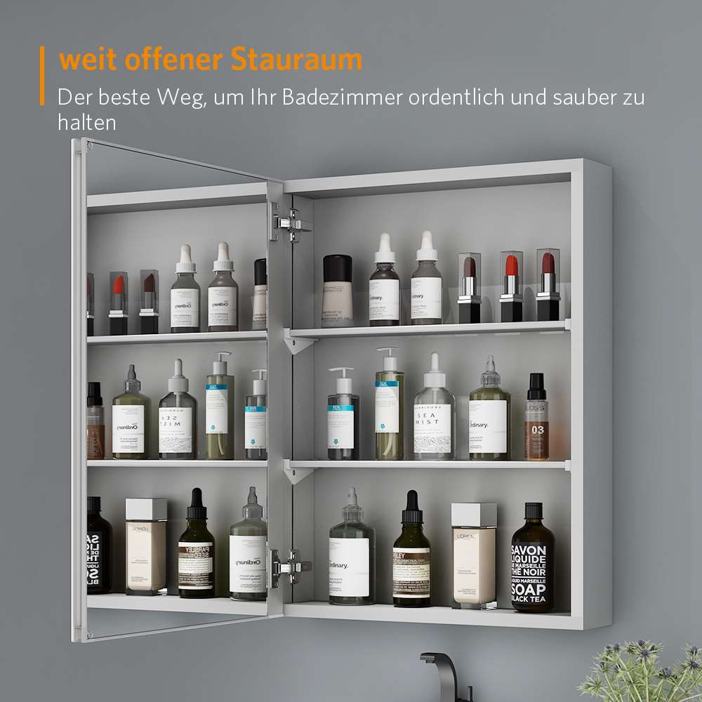 50x65cm Aluminium Badezimmer Spiegelschrank mit Softclose Scharnier