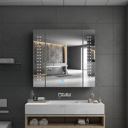 LED Badezimmer Spiegelschrank mit Rasier-Steckdose Antibeschlag Touch-Schalter 65x60cm