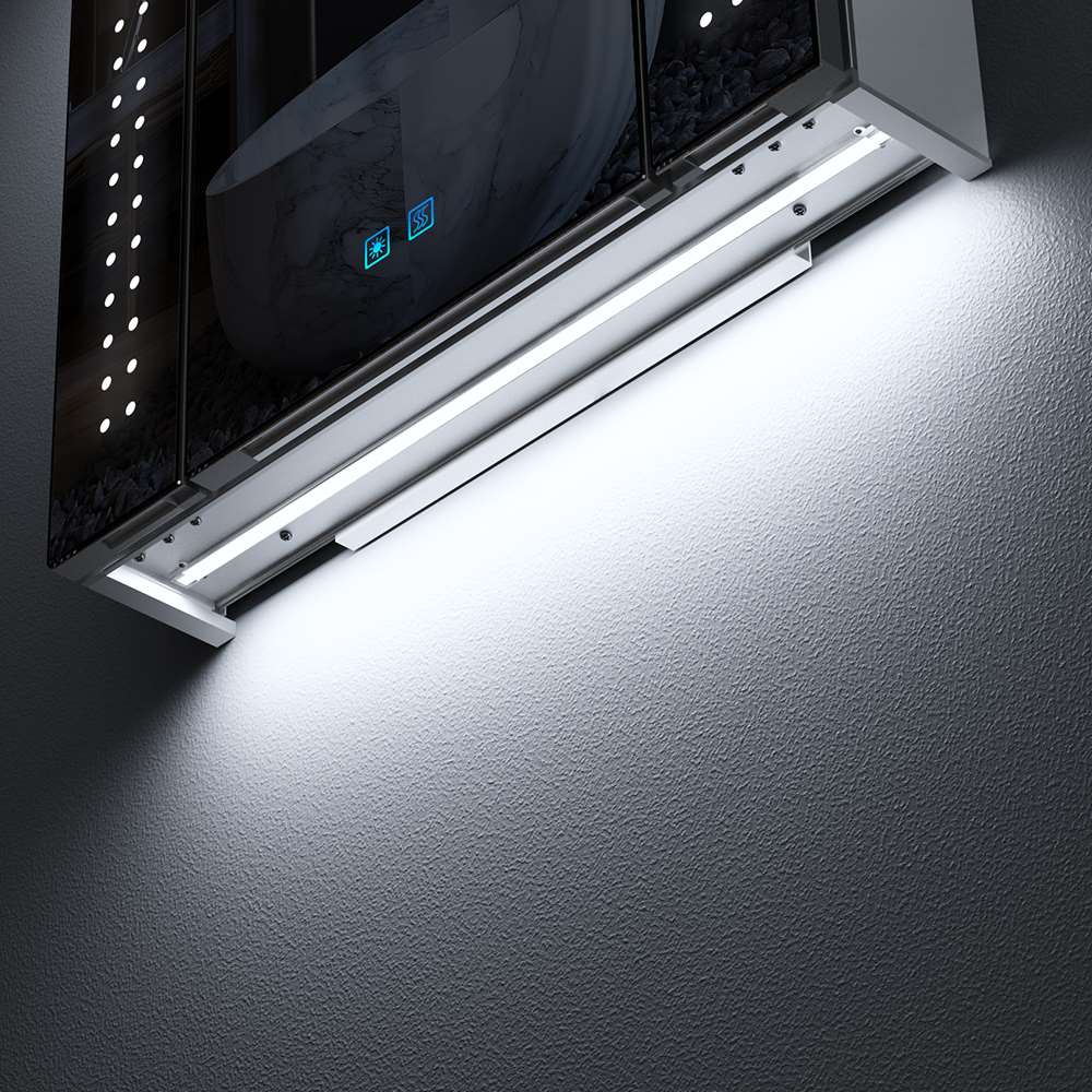 LED Badezimmer Spiegelschrank mit Rasier-Steckdose Antibeschlag Touch-Schalter 65x60cm