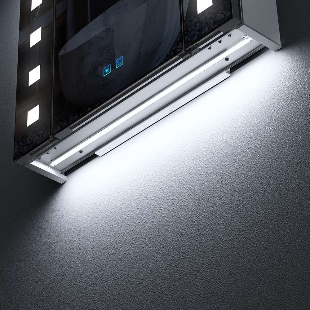 LED Badezimmer Spiegelschrank mit Steckdose Antibeschlag Touch-Schalter 65x60cm