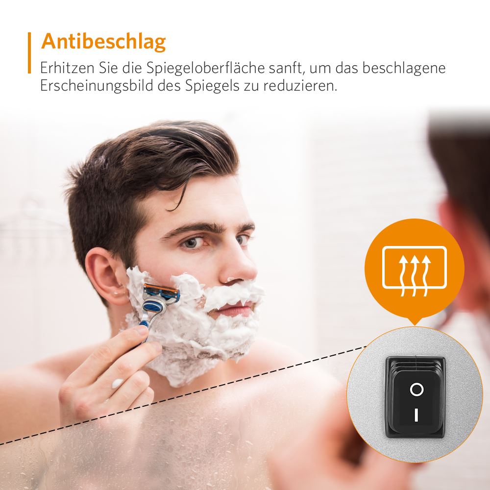 LED Badezimmer Spiegelschrank mit Rasier-Steckdose Antibeschlag Touch-Schalter 50x70cm
