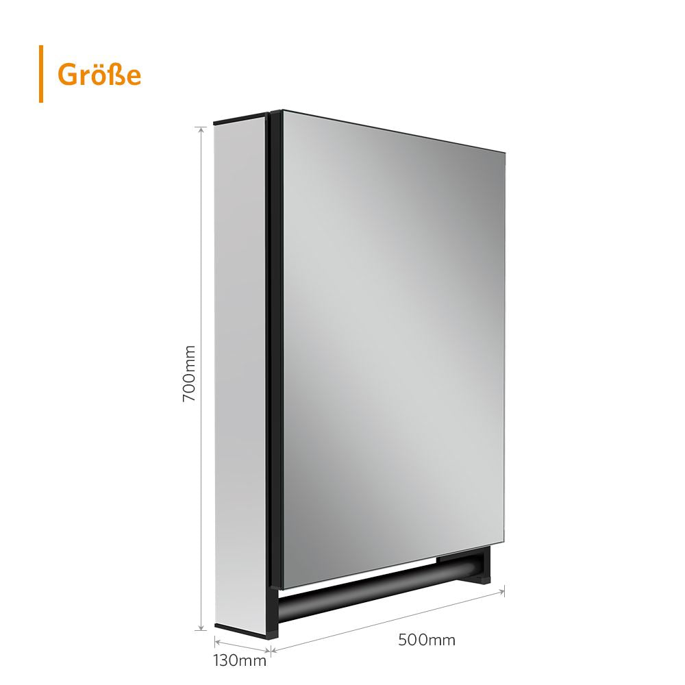 50x70cm Aluminium Badezimmer Spiegelschrank mit Handtuchhalter