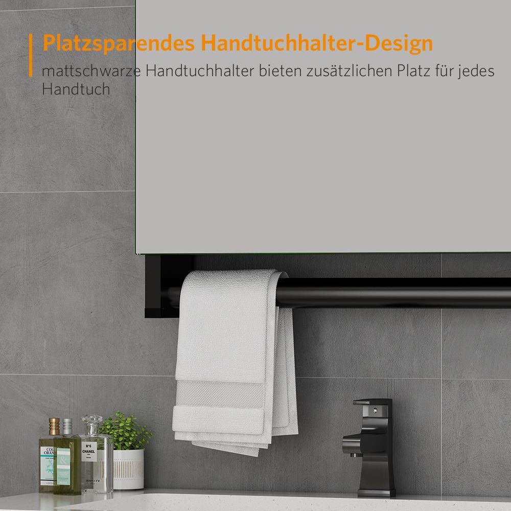 50x70cm Aluminium Badezimmer Spiegelschrank mit Handtuchhalter