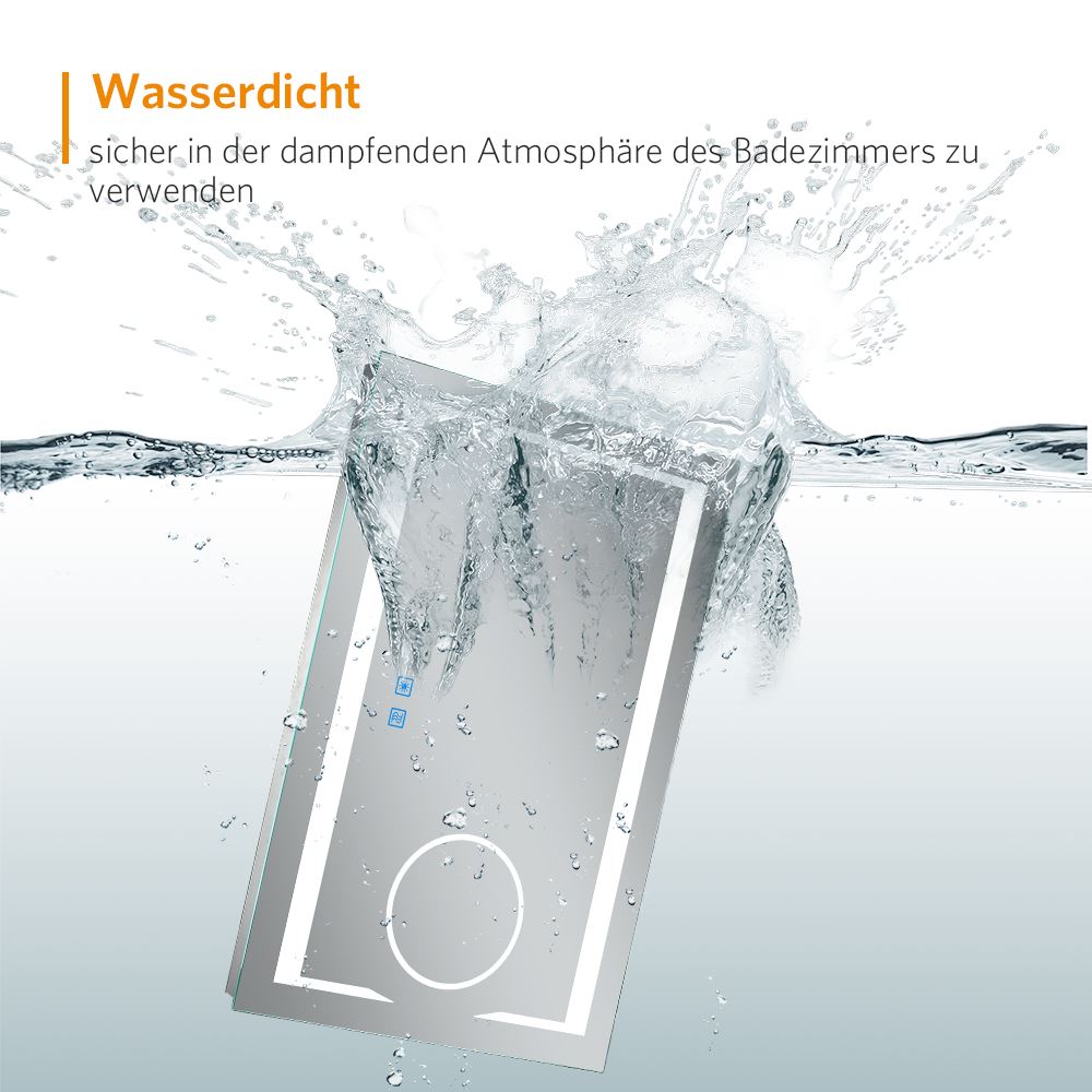 80x60cm LED Badezimmer Spiegel mit Touch-Schalter 3-Fach Lupe (Nein Spiegelschrank)