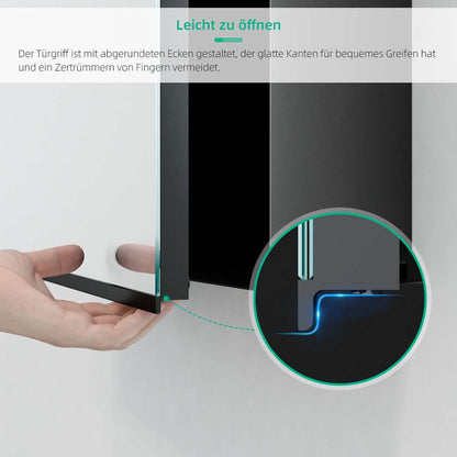 65x60cm LED Schwarz Badezimmer Spiegelschrank mit Steckdose Beschlagfrei Touch-Schalter