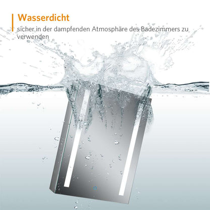 LED Badezimmer Spiegelschrank mit Rasier-Steckdose Antibeschlag Touch-Schalter 50x70cm