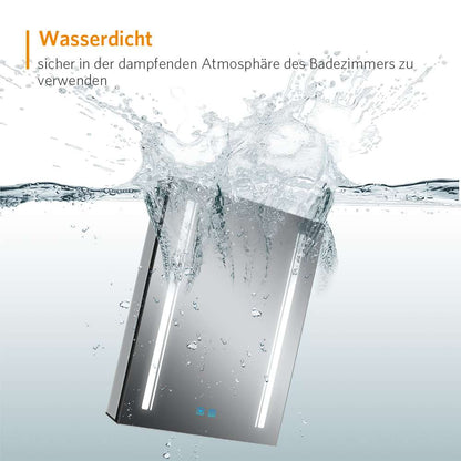 LED Schwarz Badezimmer Spiegelschrank mit Steckdose 3 Lichtfarbe Touch-Schalter 50x70cm