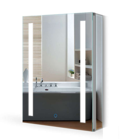 LED Badezimmer Spiegelschrank mit Rasier-Steckdose Antibeschlag Touch-Schalter 50x70cm