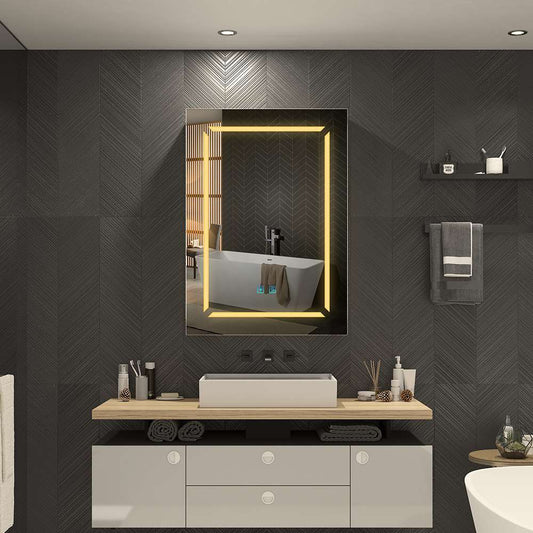 LED Schwarz Badezimmer Spiegelschrank mit Steckdose Antibeschlag 3 Lichtfarbe 50x70cm