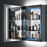 LED Schwarz Badezimmer Spiegelschrank mit Steckdose 3 Lichtfarbe Touch-Schalter 50x70cm