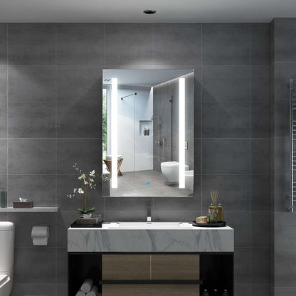 LED Badezimmer Spiegelschrank mit Rasier-Steckdose Antibeschlag Touch-Schalter 50x70cm