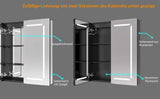 60x70cm LED Schwarz Badezimmer Spiegelschrank mit Steckdose 3-Lichtfarbe 2-Tür