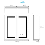 63x65cm LED Badezimmer Spiegelschrank mit Steckdose Antibeschlag Umgebungslicht 2-Tür