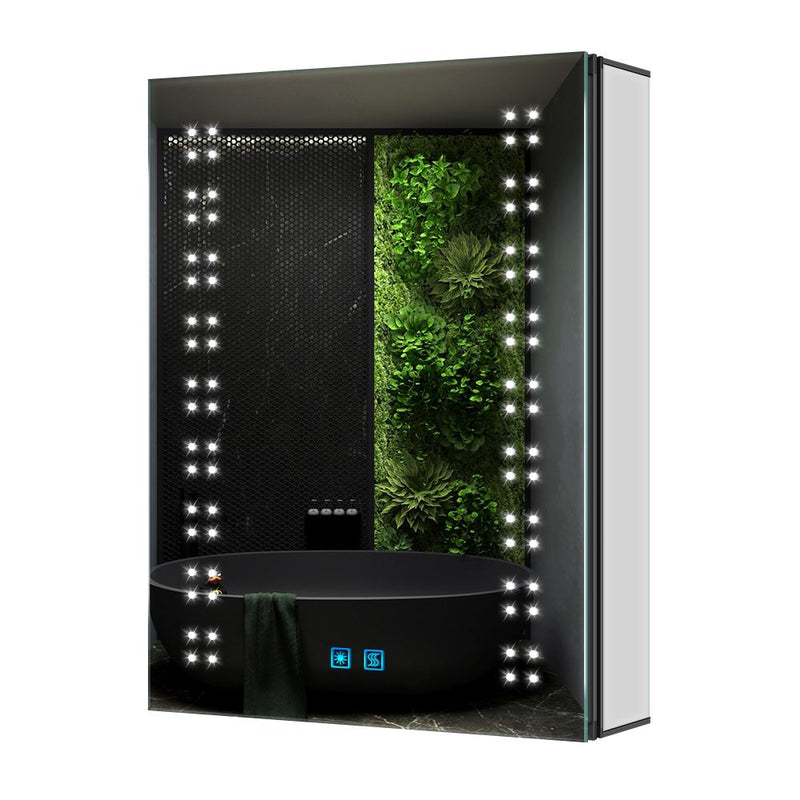 LED Schwarz Badezimmer Spiegelschrank mit Steckdose Antibeschlag Touch-Schalter 50x70cm