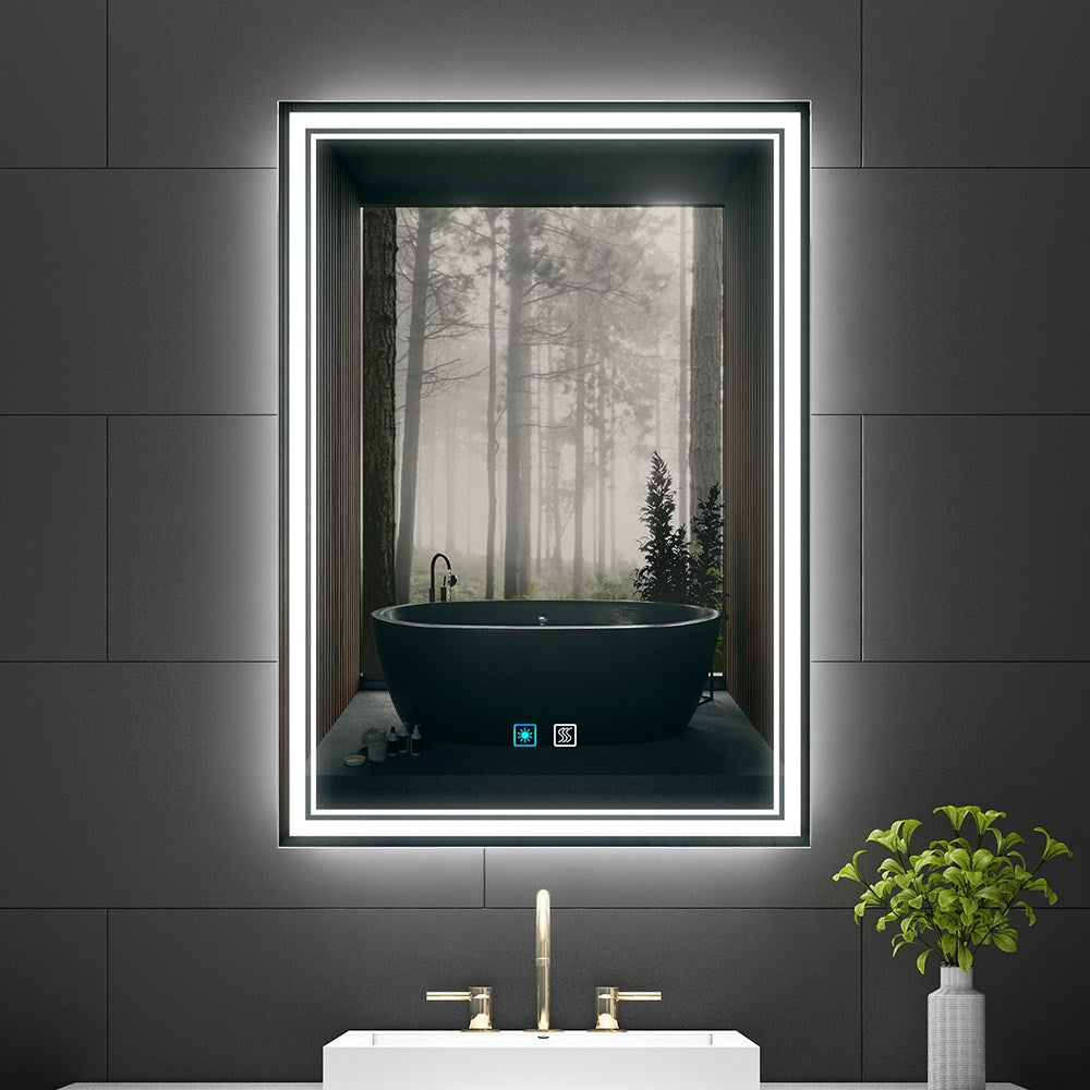 LED Badezimmer Spiegel mit 3 Lichtfarbe Antibeschlag 50x70cm (Nein Spiegelschrank)