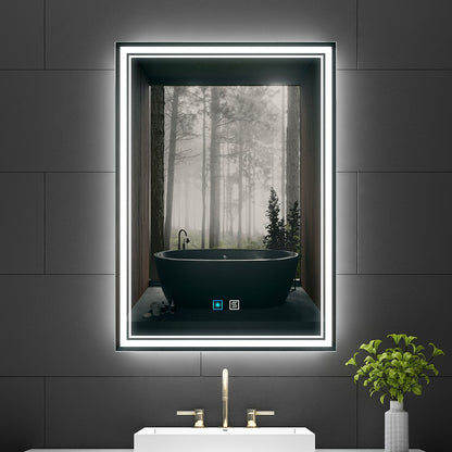 LED Badezimmer Spiegel mit 3 Lichtfarbe Antibeschlag 50x70cm (Nein Spiegelschrank)