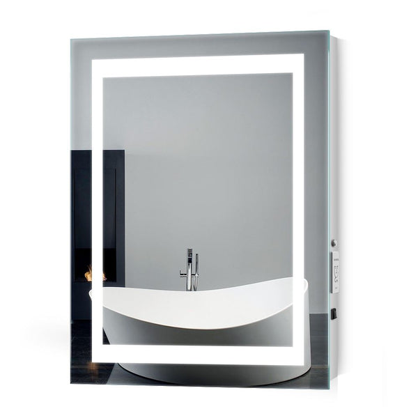 Quavikey® LED Badezimmer Wandspiegel mit Beschlagfrei Rasiersteckdose IR-Sensor Schalter 50x70cm (Nein Spiegelschrank)