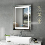 Quavikey® LED Badezimmer Wandspiegel mit Beschlagfrei Touch-Schalte 50x70cm (Nein Spiegelschrank)