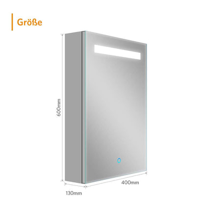 LED Badezimmer Spiegelschrank mit Rasier-Steckdose Antibeschlag Touch-Schalter 40x60cm
