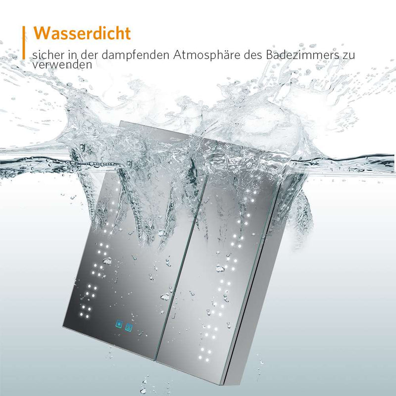 Spiegelschrank Bad mit Beleuchtung Rasierer-Steckdose Touch-Schalter Anti-beschlag 60x70cm CB14S-1