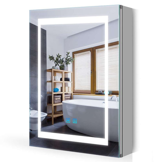 LED Badezimmer Spiegelschrank mit Rasier-Steckdose Antibeschlag 3 Lichtfarbe 50x70cm