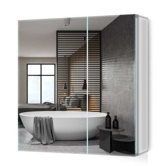 50x65cm Aluminium Badezimmer Spiegelschrank mit Softclose Scharnier 2-Tür