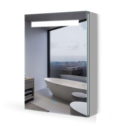 LED Badezimmer Spiegelschrank mit Rasier-Steckdose Antibeschlag Touch-Schalter 40x60cm