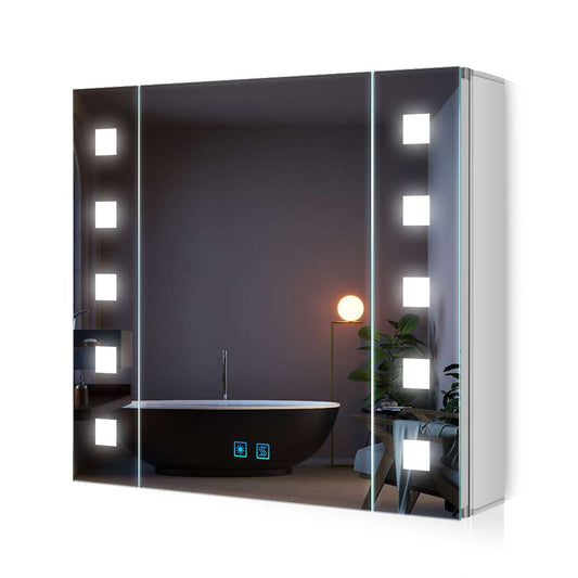 LED Badezimmer Spiegelschrank mit Steckdose Antibeschlag Touch-Schalter 65x60cm