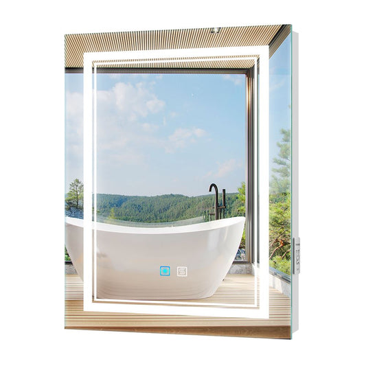 LED Badezimmer Spiegel mit Antibeschlag Rasiersteckdose 3 Lichtfarbe 50x70cm (Nein Spiegelschrank)