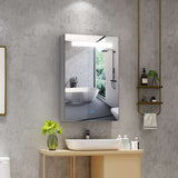 40x60cm LED Badezimmer Spiegelschrank mit Rasier-Steckdose Antibeschlag Touch-Schalter