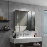 Quavikey Spiegelschrank Bad mit Beleuchtung Rasier Steckdose Antibeschlag IR-Sensor Schalter 65x60cm JC11P-1