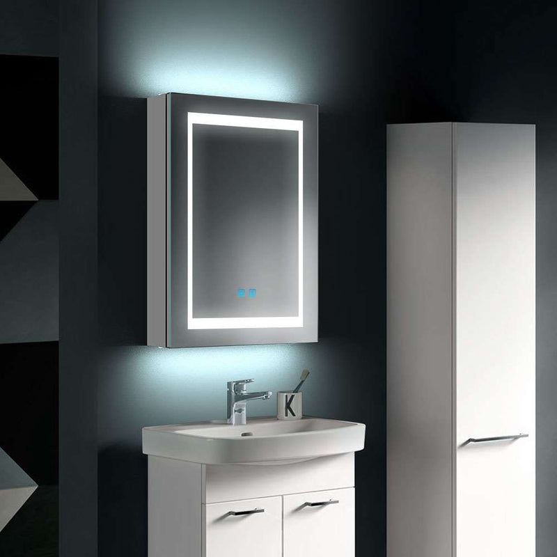 50x70cm LED Badezimmer Spiegelschrank mit Beschlagfrei Rasier Steckdose Touch-Schalter