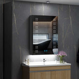50x70cm LED Schwarz Badezimmer Spiegelschrank mit Steckdose Antibeschlag Touch-Schalter