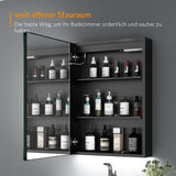 50x70cm LED Badezimmer Spiegelschrank mit Rasierer-Steckdose Touch-Schalter Anti-beschlag