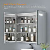 Quavikey Spiegelschrank Bad mit Beleuchtung Antibeschlag Rasier Steckdose Touch-Schalter 2 Tür 65x60cm JC16P-1