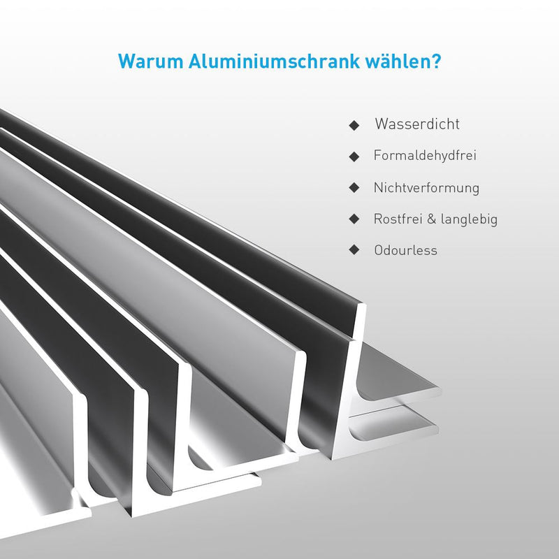 Aluminium Badezimmer Spiegelschrank mit Softclose Scharnier 2-Tür 50x65cm