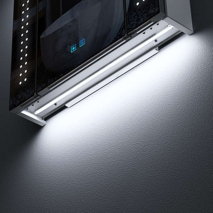 LED Badezimmer Spiegelschrank mit Rasier-Steckdose Antibeschlag Touch-Schalter 65x60cm