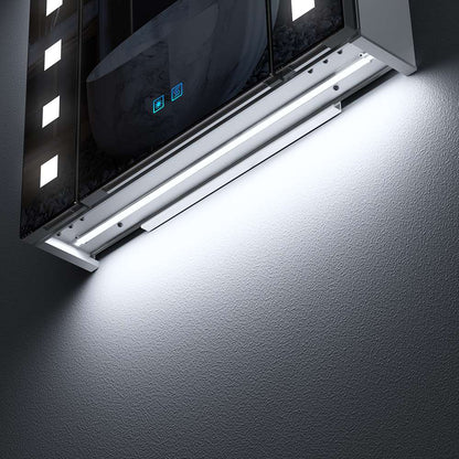 LED Badezimmer Spiegelschrank mit Steckdose Antibeschlag Touch-Schalter 65x60cm