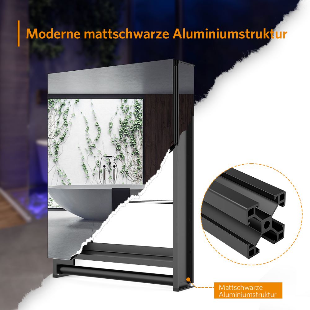 50x70cm Aluminium Badezimmer Spiegelschrank mit Handtuchhalter