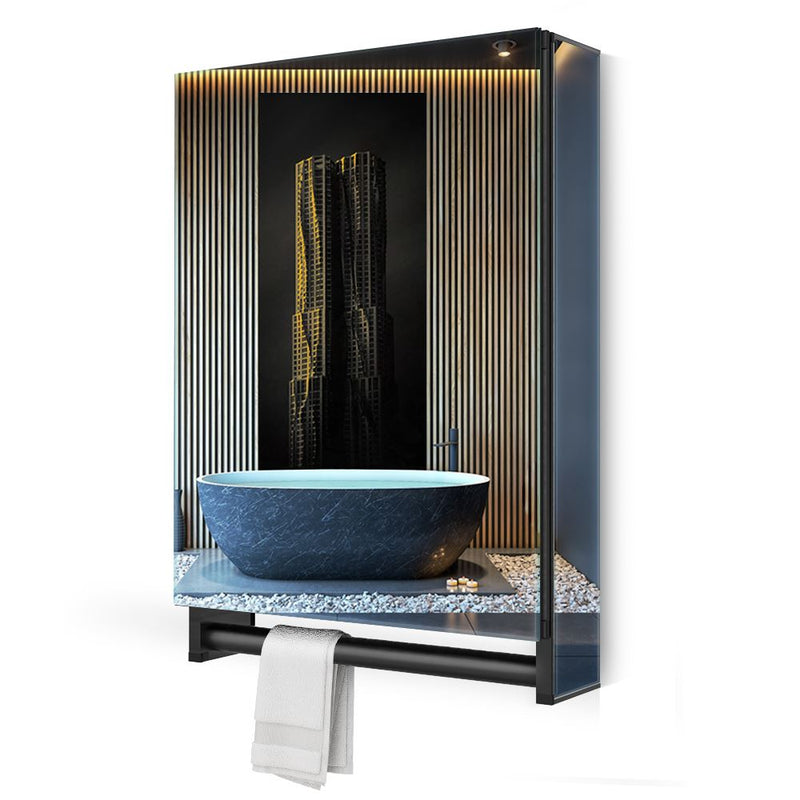 50x70cm Aluminium Badezimmer Spiegelschrank mit Handtuchhalter