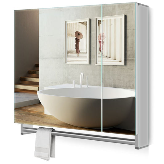 80x70cm Aluminium Badezimmer Spiegelschrank mit zwei Türen