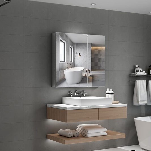 Aluminium Badezimmer Spiegelschrank mit Softclose Scharnier 2-Tür 50x65cm