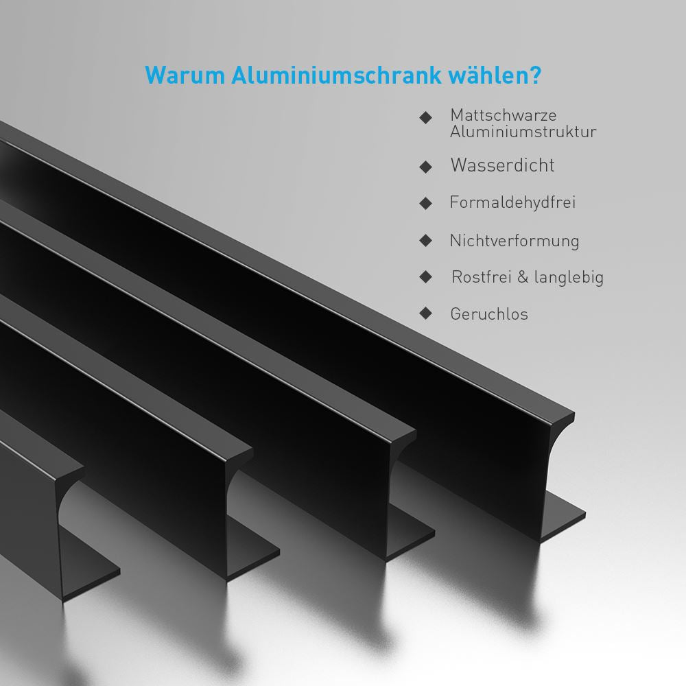 LED Schwarz Badezimmer Spiegelschrank mit Steckdose 3-Lichtfarbe Umgebungslicht 2-Tür 65x60cm