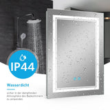 LED Badezimmer Spiegel mit Antibeschlag Rasiersteckdose 3 Lichtfarbe 50x70cm (Nein Spiegelschrank)